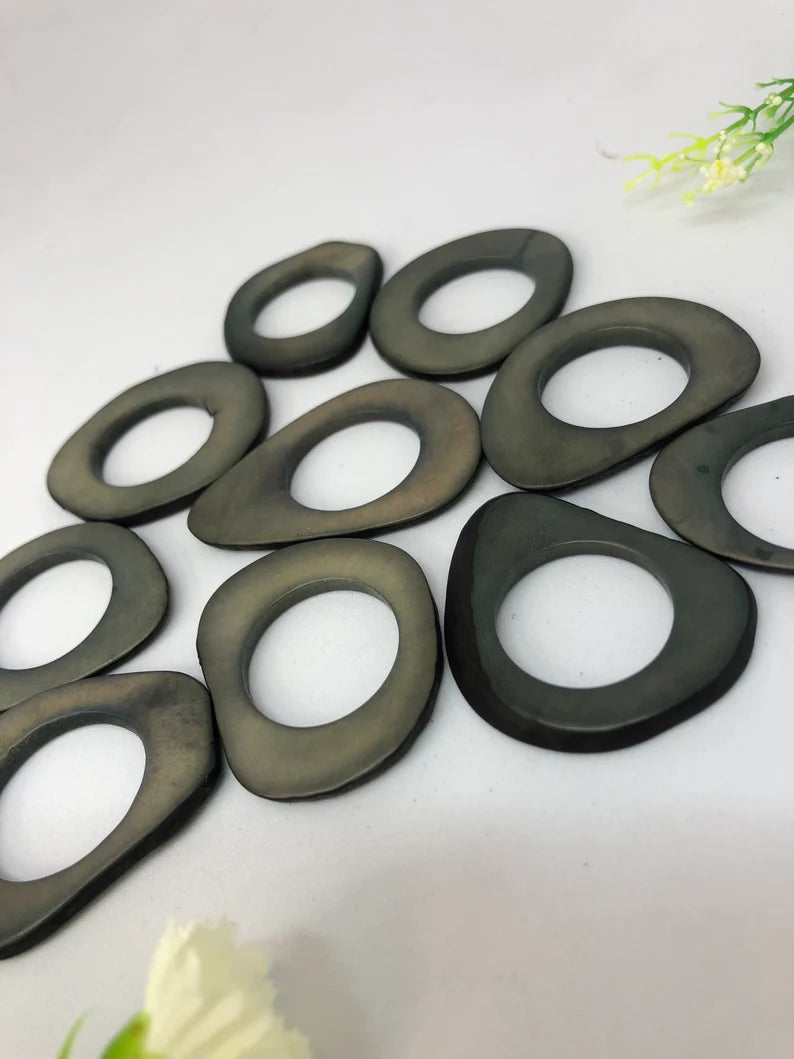 Tagua Hoop Beads. 20 Gray Pieces