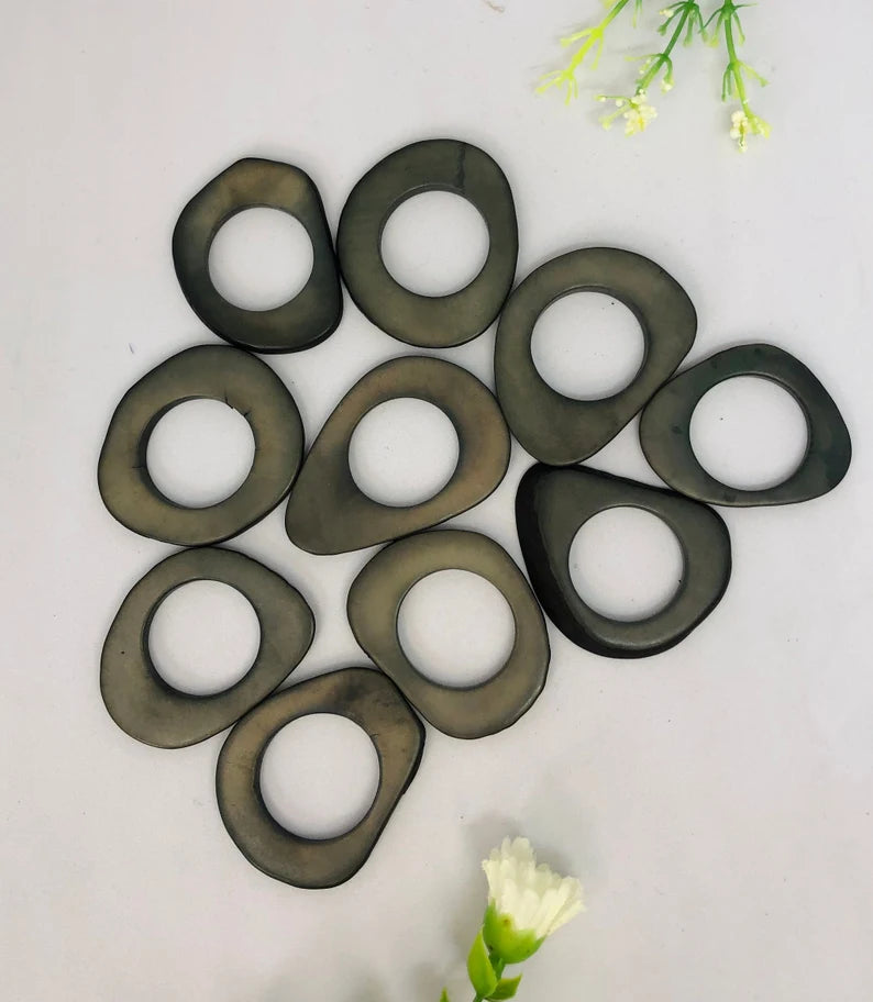 Tagua Hoop Beads. 20 Gray Pieces