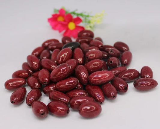 Beads Made of Camajuro Seeds in Red Color. (30 Pieces)