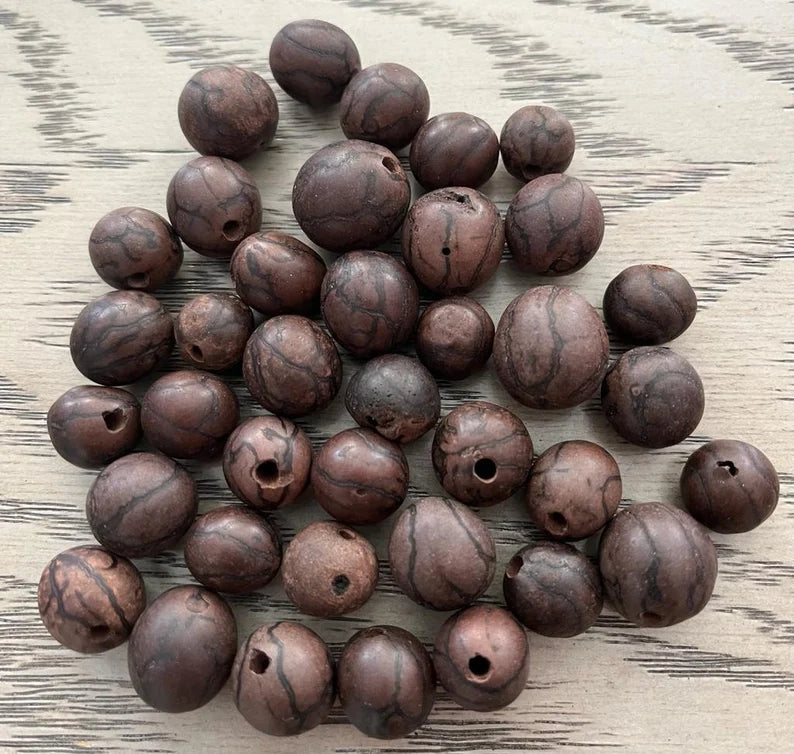 Bombona Ball Beads. 30 Matte Brown Pieces.