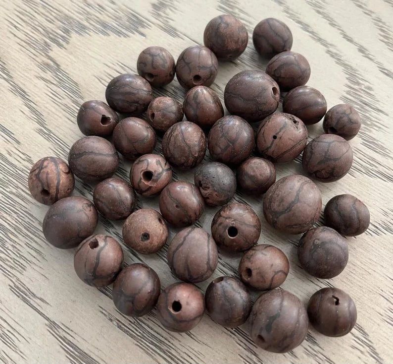 Bombona Ball Beads. 30 Matte Brown Pieces.