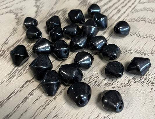 Tagua Bicone Beads. 20 Black Pieces.