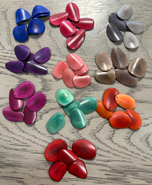 Tagua Chip Slices Beads. 50 Multicolored Pieces