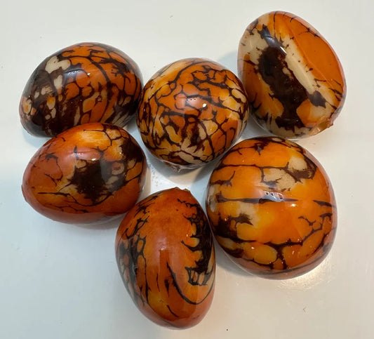 Tagua Beads. 6 Brown Pieces