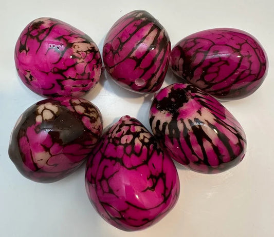 Tagua Beads. 6 Pink Pieces