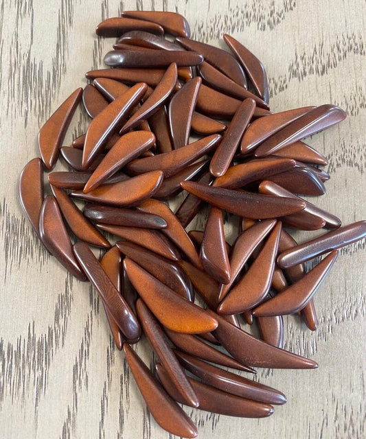 Tagua Stick Beads. 20 Brown Pieces