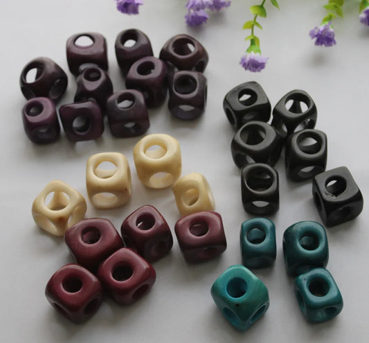 Tagua Cube Beads. 29 Multicolored Pieces