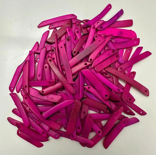 Tagua Stick Beads. 40 Pink Pieces