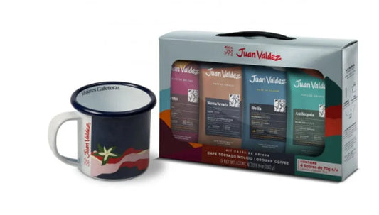 Coffee Lover Gift Box. Peltre Mug + 4 Flavors of Coffee .