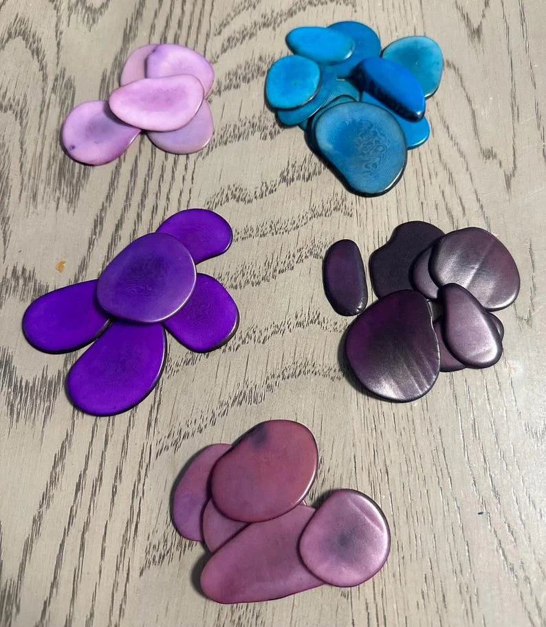 Tagua Chip Slices Beads. 20 Multicolored Pieces
