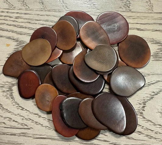 Tagua Chip Slices Beads. 20 Brown Pieces
