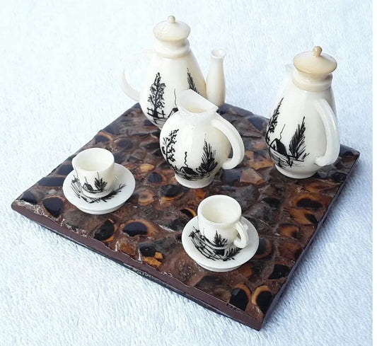 Miniature Tea Set Made withTagua Nut.