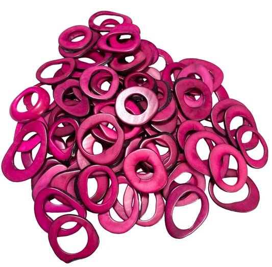 Tagua Hoop Beads. 20 Pink Pieces.