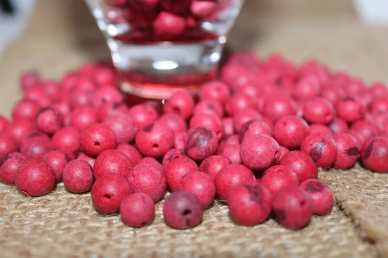 Tagua Ball Beads. 200 Red Beads