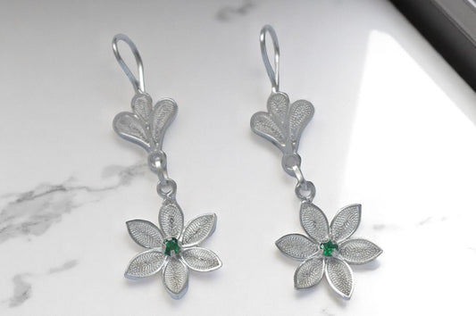 Flower Silver Filigree Earrings