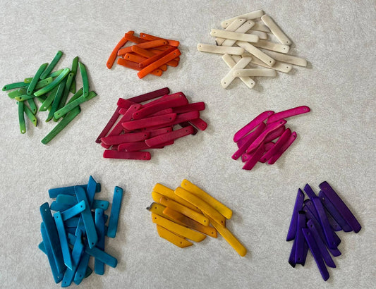 Tagua Stick Beads. 100 Multicolored Pieces.