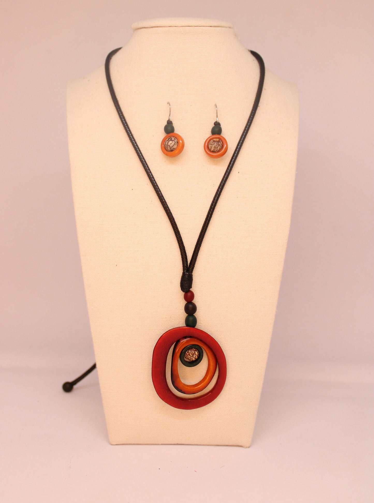 Natural Sustainable Jewelry Set Tagua Nut & Bombona Seed Necklace + Earrings Handmade in Colombia Ethical Eco Vegan Seed Beads Organic DIY