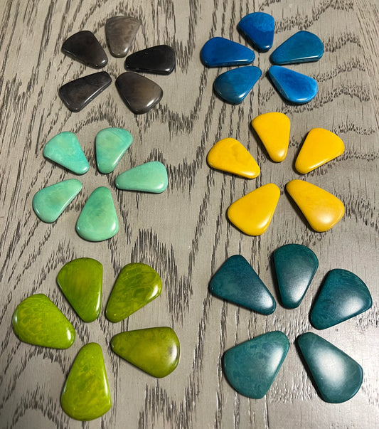Tagua Teardrop Beads. 30 Multicolored Pieces.