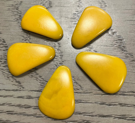 Tagua Teardrop Beads. 10 Yellow Pieces