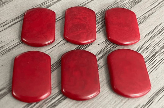 Tagua Curved Rectangle Beads. 15 Red Pieces