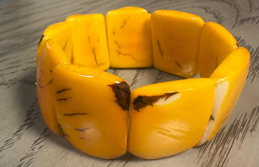 Tagua Bracelet Handmade with Tagua Nut from Colombia Green Ethical Sustainable Jewelry Eco Natural Bracelet in Yellow Color Gifts for Women