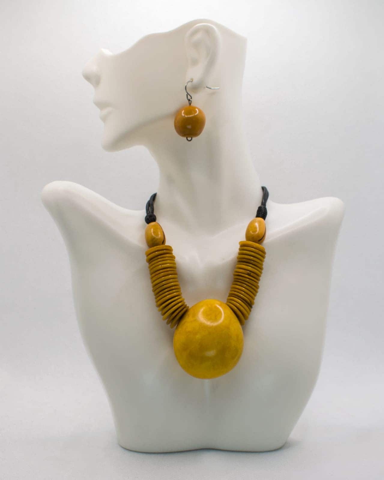 Natural Handmade Jewelry Set in Tagua Nut Seed Beads Necklace & Earrings Adjustable Eco Organic Sustainable Vegan Gift for Her Women DIY