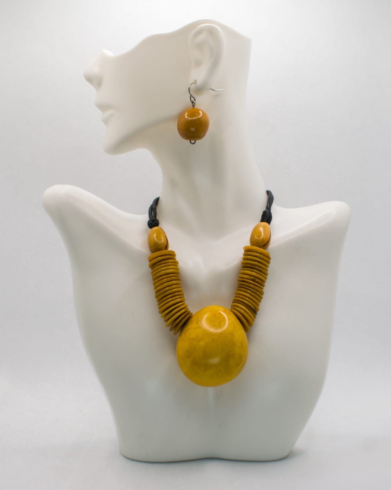 Natural Handmade Jewelry Set in Tagua Nut Seed Beads Necklace & Earrings Adjustable Eco Organic Sustainable Vegan Gift for Her Women DIY