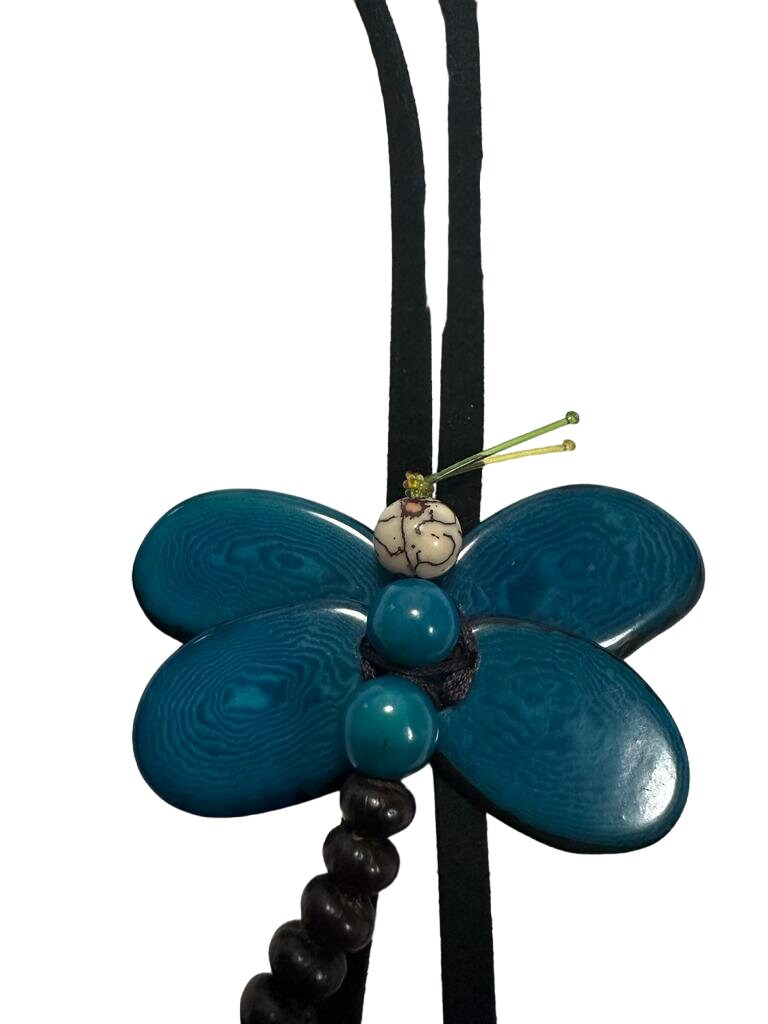 Natural Handmade Tagua Nut Jewelry Set Dragonfly Pendant Adjustable Necklace & Earrings  Organic Eco Sustainable Ethical Animal Insect DIY