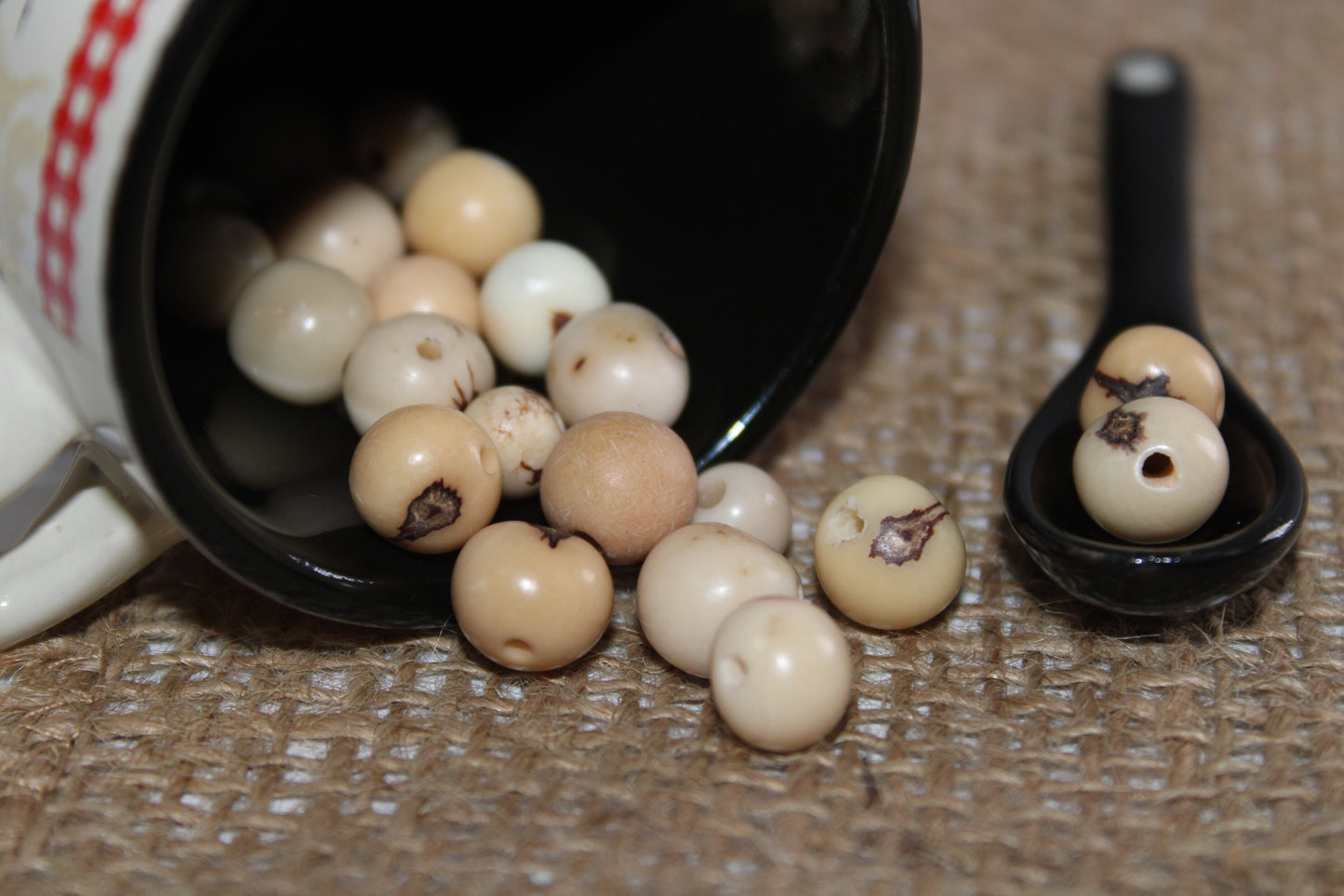 Acai Ball Beads. 200 Yellow and Beige Beads