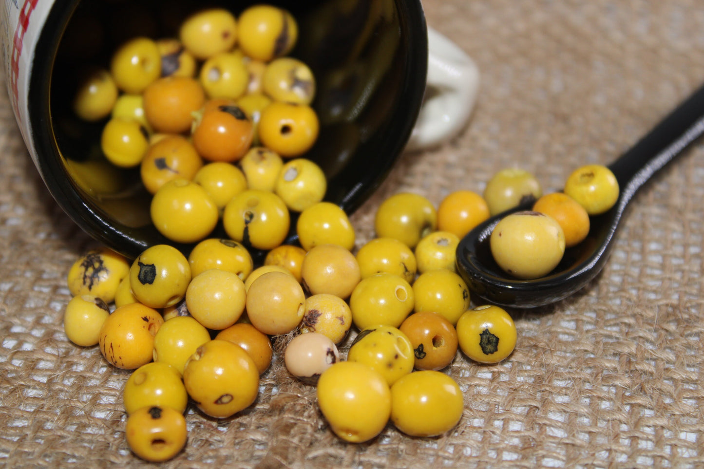 Acai Ball Beads. 200 Yellow and Beige Beads