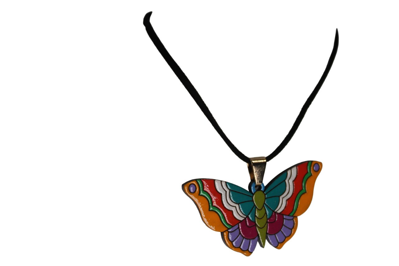Laser Cut Wood Butterfly Necklace and Earrings Set.
