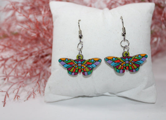 Mother's Day Butterfly Earrings Laser Cut Wood | Eco Jewelry Natural Jewelry Hand Painted Insect Earrings Wooden Earrings Gift for Her Cheap
