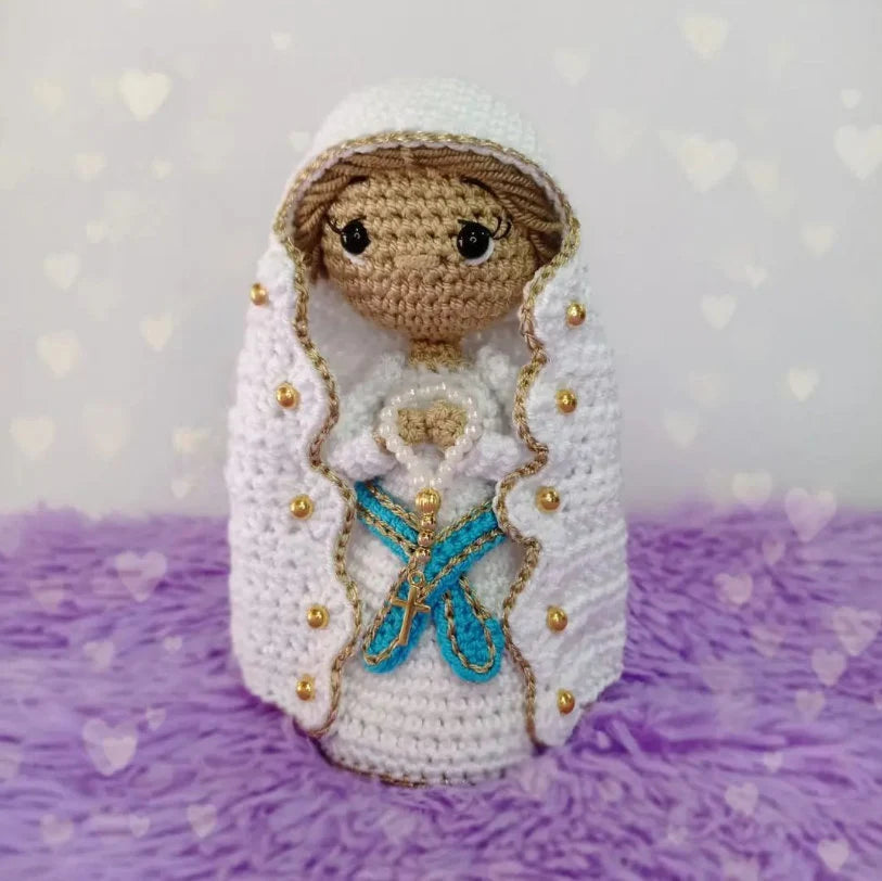 Crochet Virgin of Lourdes. Amigurumi Doll