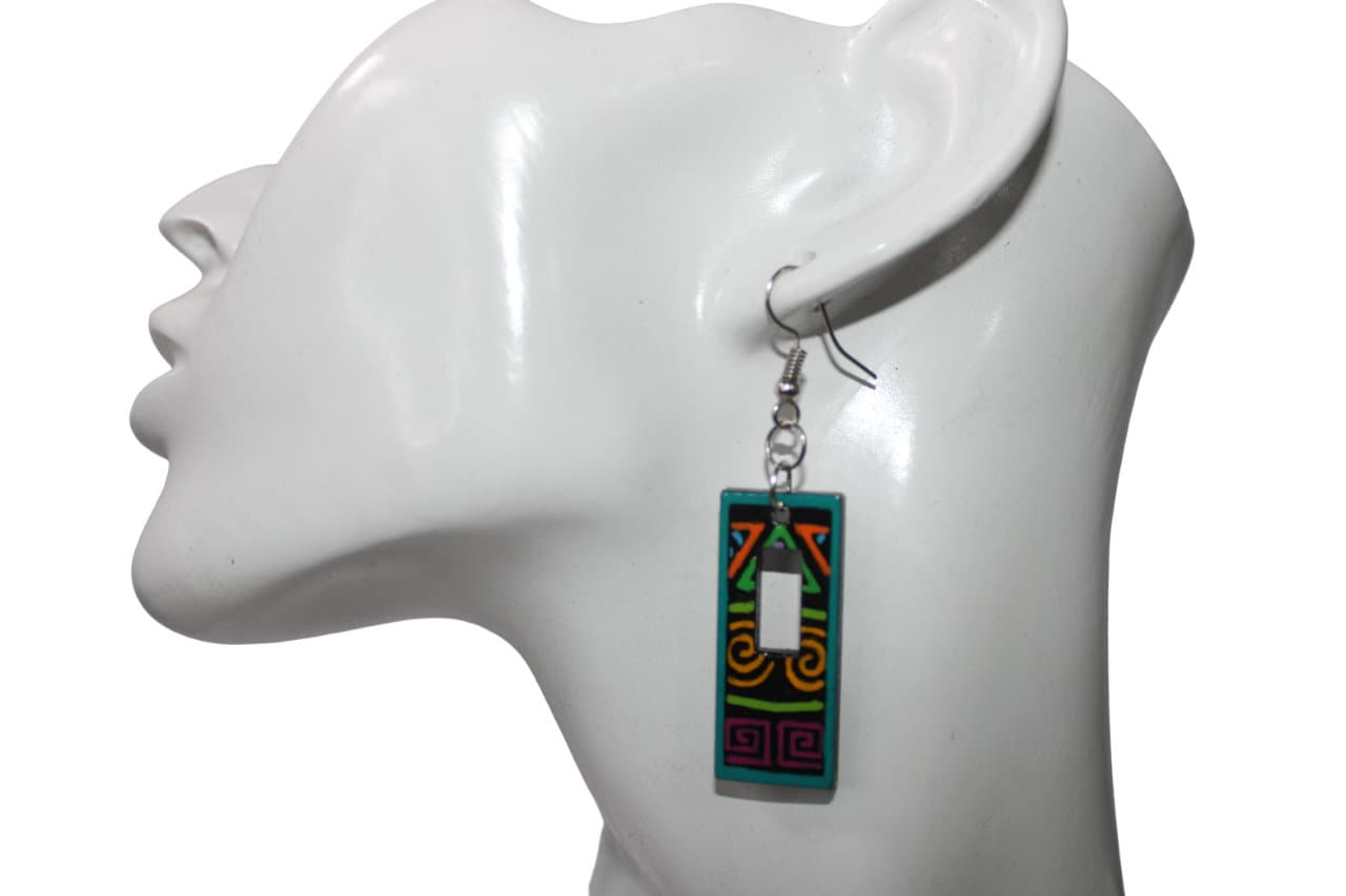 Laser Cut Wood Rectangle Earrings Figure earrings Ecological Jewelry Natural Jewelry. Handmade Exotic and natural earrings. Gift for her