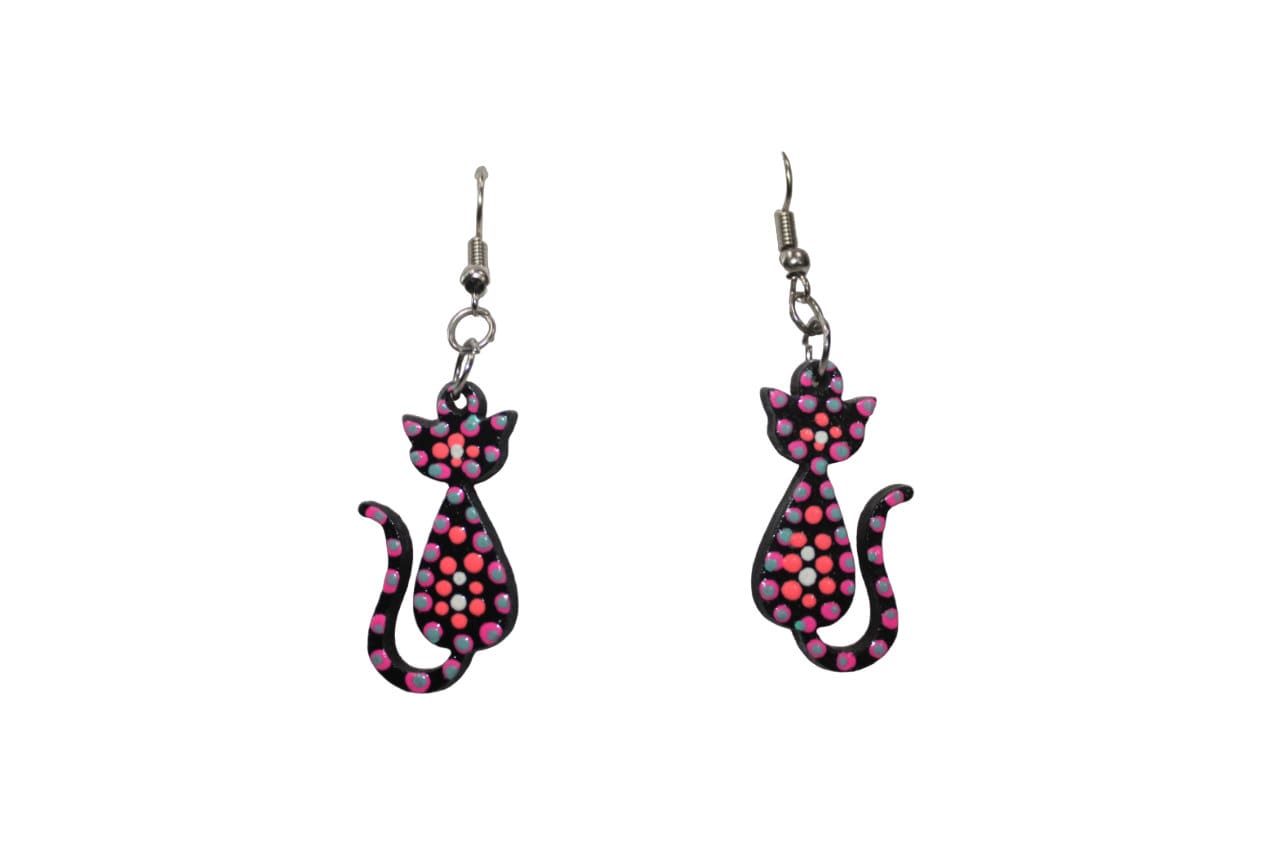 Mother's Day | Cat Earrings Made with Laser Cut Wood Ecological Jewelry Natural Jewelry Cat Lover Earrings | Gift for Her Gift for Women
