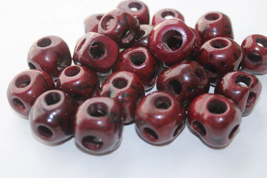 Tagua Cubes Beads. 20 Dark Red Pieces.