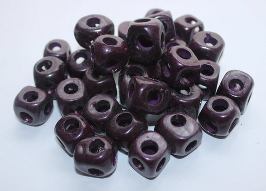 Tagua Cubes Beads. 20 Dark Brown Pieces.
