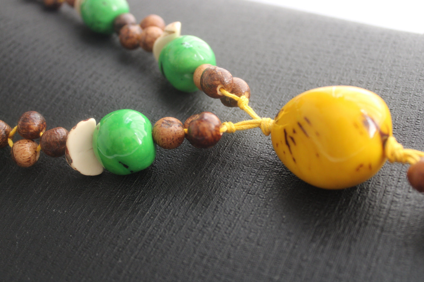 Tagua Necklace Earrings Set Yellow, brown and green Tagua, acai and bombona Pendant Jewelry set of earrings and necklace Handmade