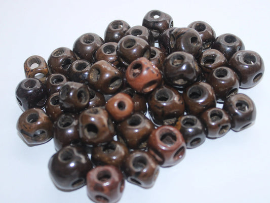 Tagua Cubes Beads. 48 Brown Pieces.