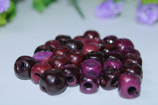 Tagua Cubes Beads. 20 Mix of Purple Color Pieces.