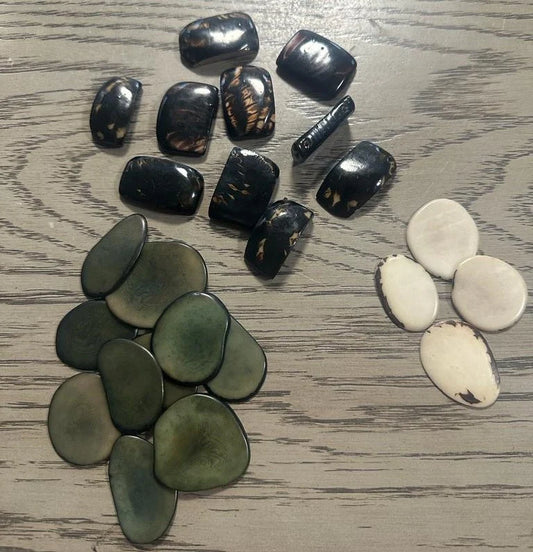 Tagua Beads. 18 Different Shaped Beads