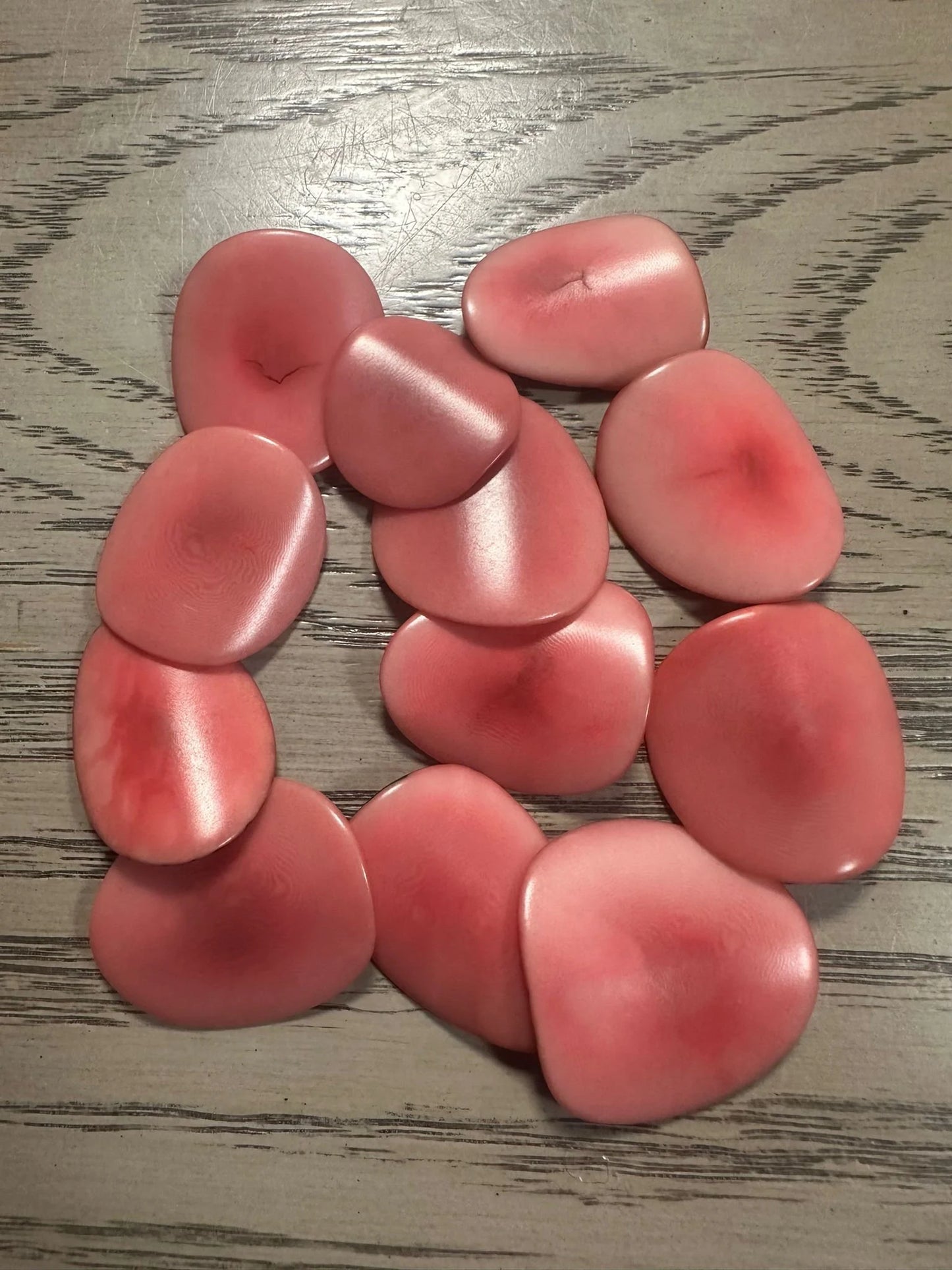 Tagua Chip Slices Beads. 15 Salmon Pieces.