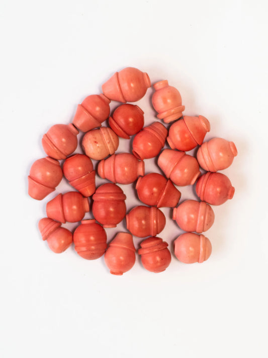 Tagua Jar Beads. 15 Peach Pieces.
