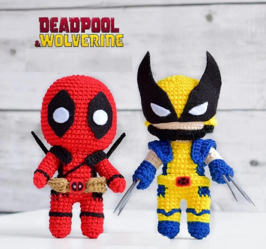 Crochet Deadpool and Wolverine. Marvel Amigurumi