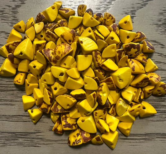 Tagua Triangle Beads. 120 Yellow and Brown Pieces