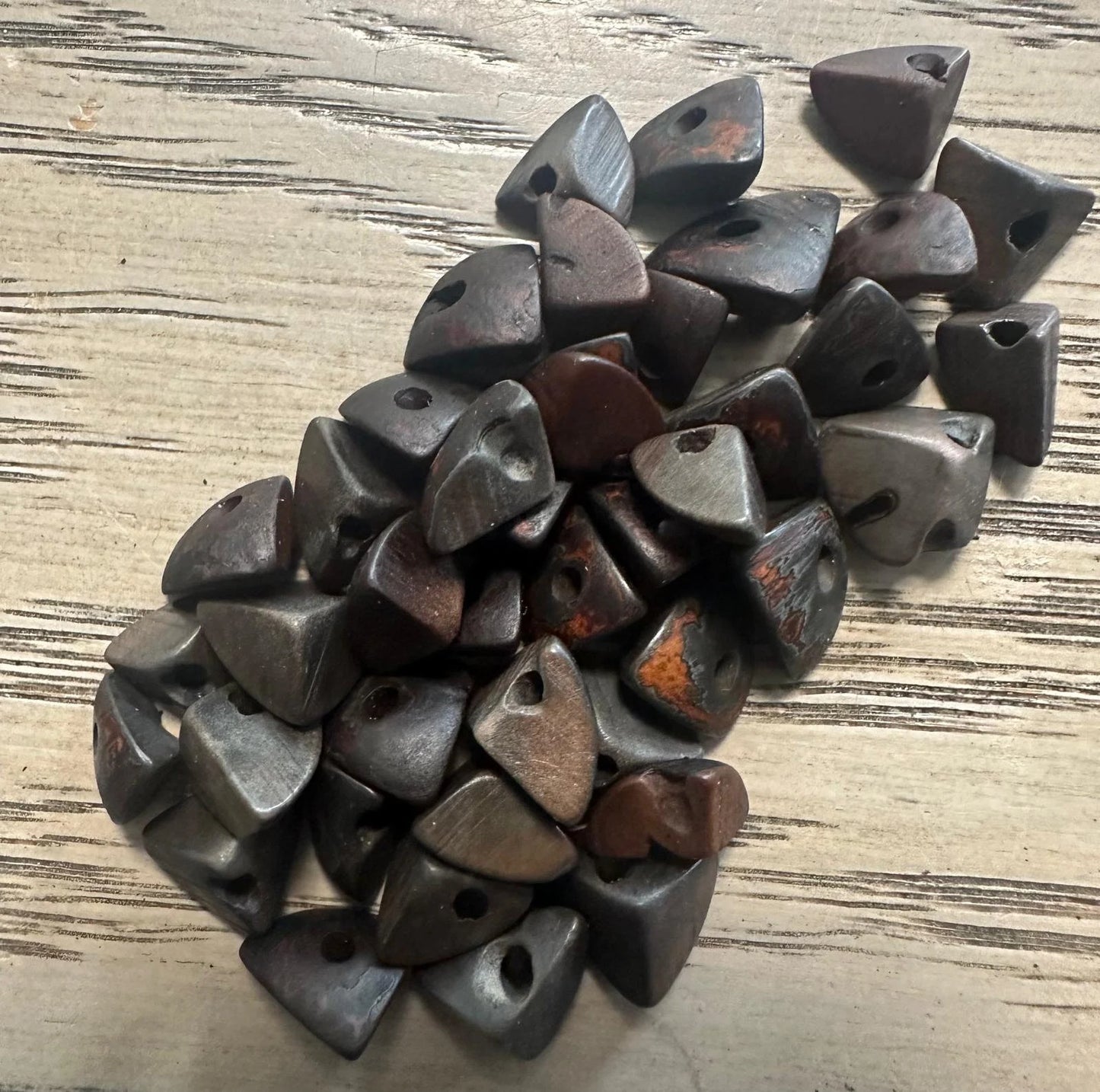 Tagua Triangle Beads. 120 Dark Brown Pieces