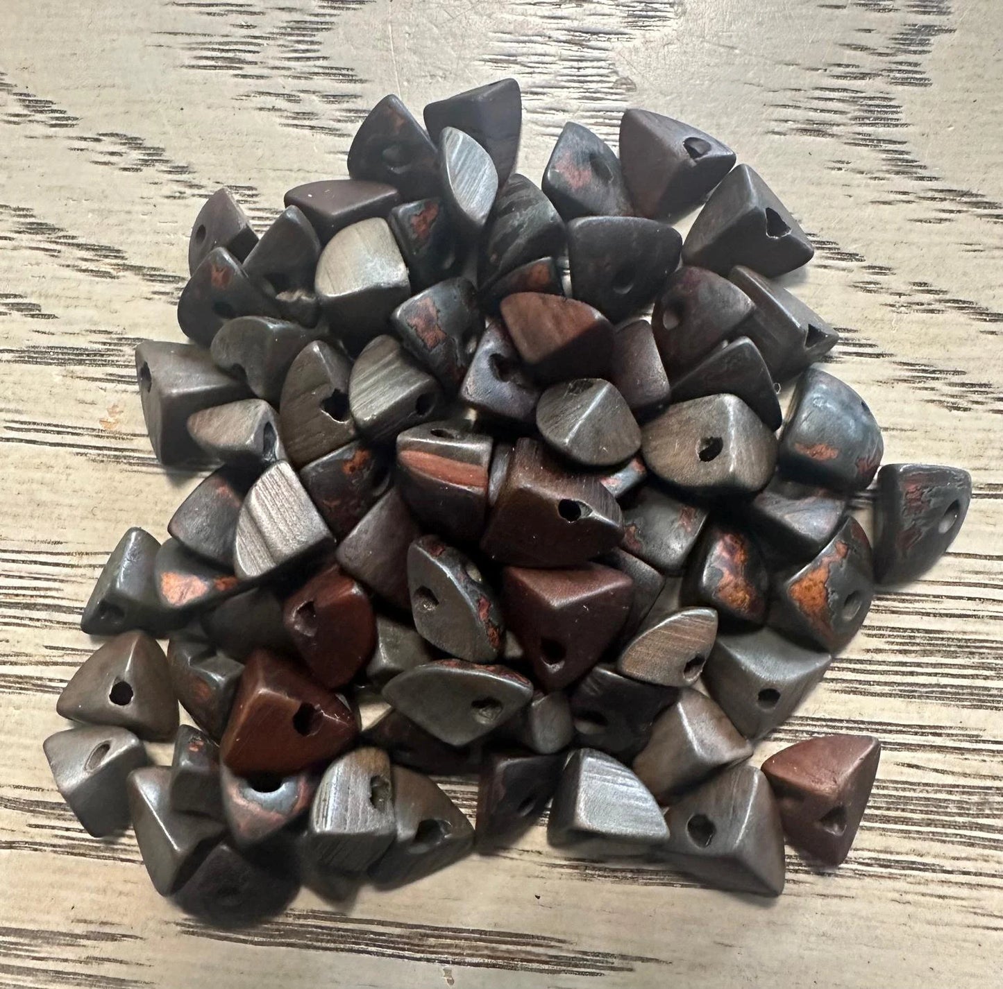 Tagua Triangle Beads. 120 Dark Brown Pieces