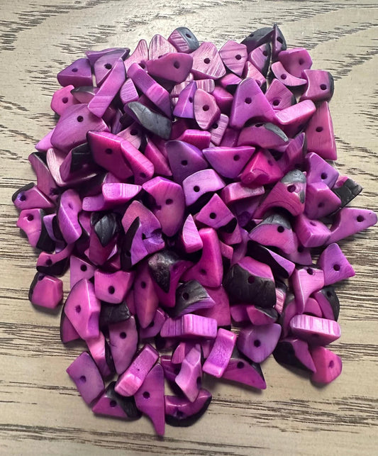 Tagua Triangle Beads. 120 Lilac Pieces