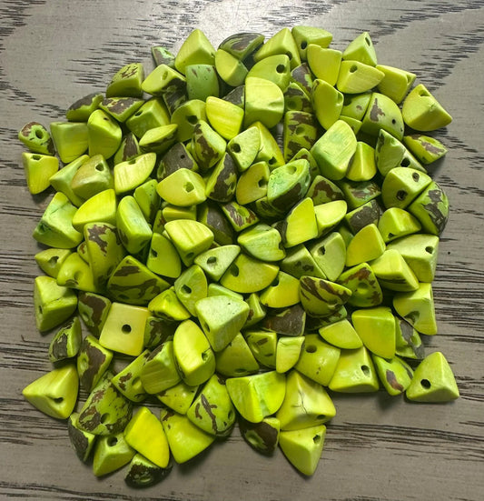 Tagua Triangle Beads. 120 Light Green Pieces