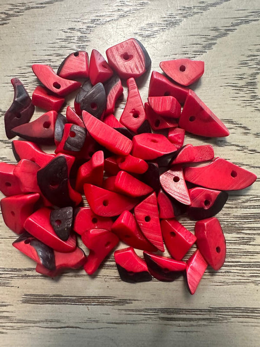 Tagua Triangle Beads. 120 Red Pieces